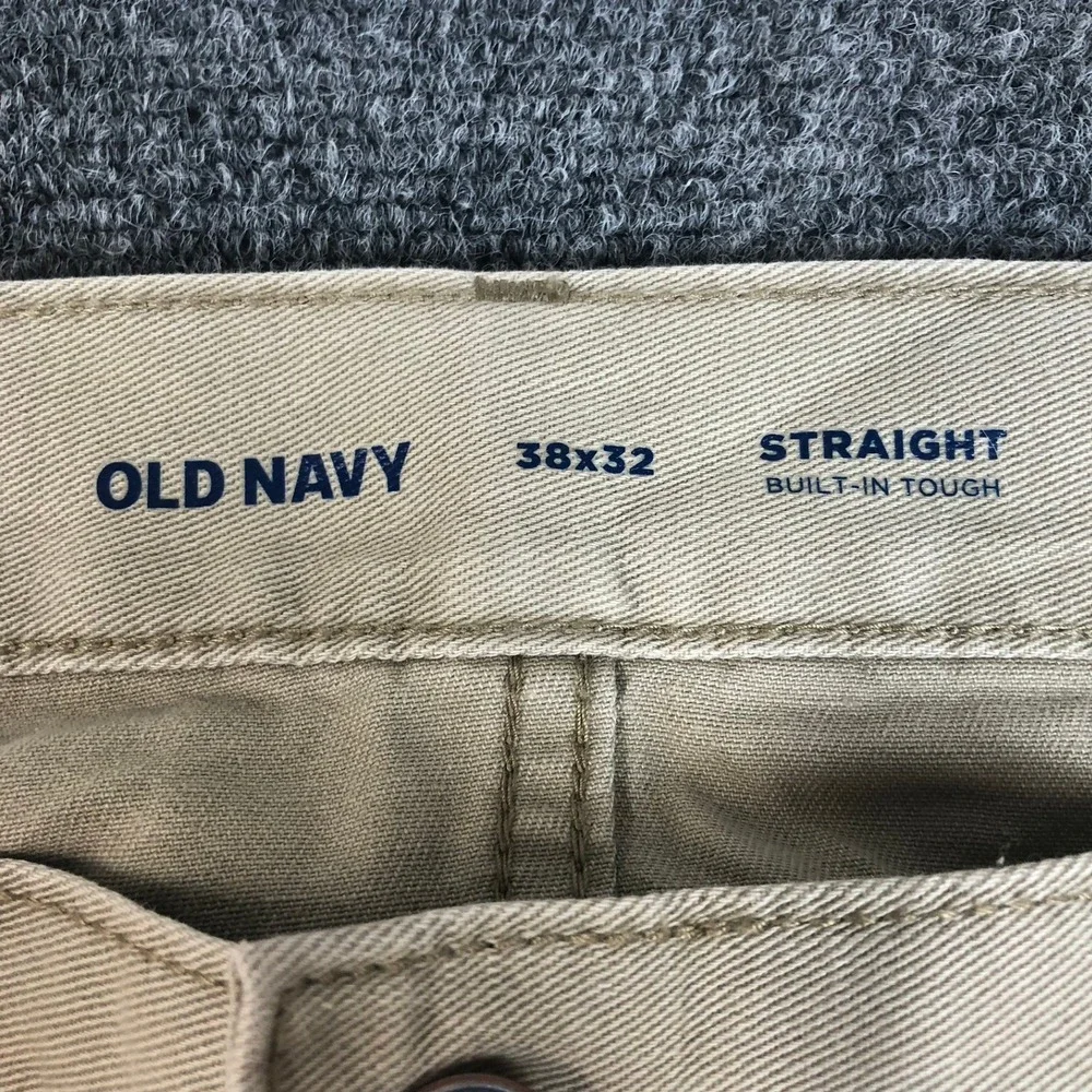 Old Navy Mens Straight Built-In Tough Khaki Pants Tan 38x32 339231-00-1